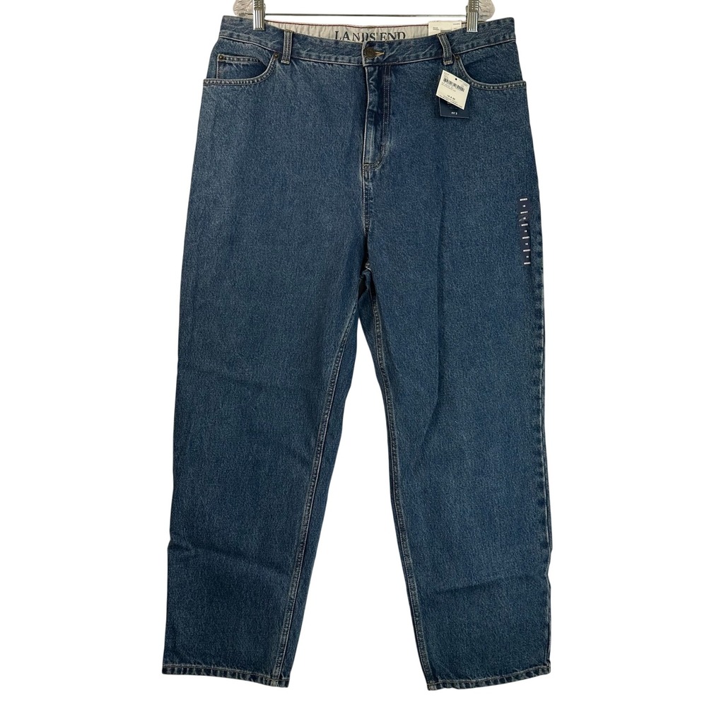 Lands End Fit 3 Relaxed Straight Leg Jeans Indigo Blue High Rise 18 x 30 NEW